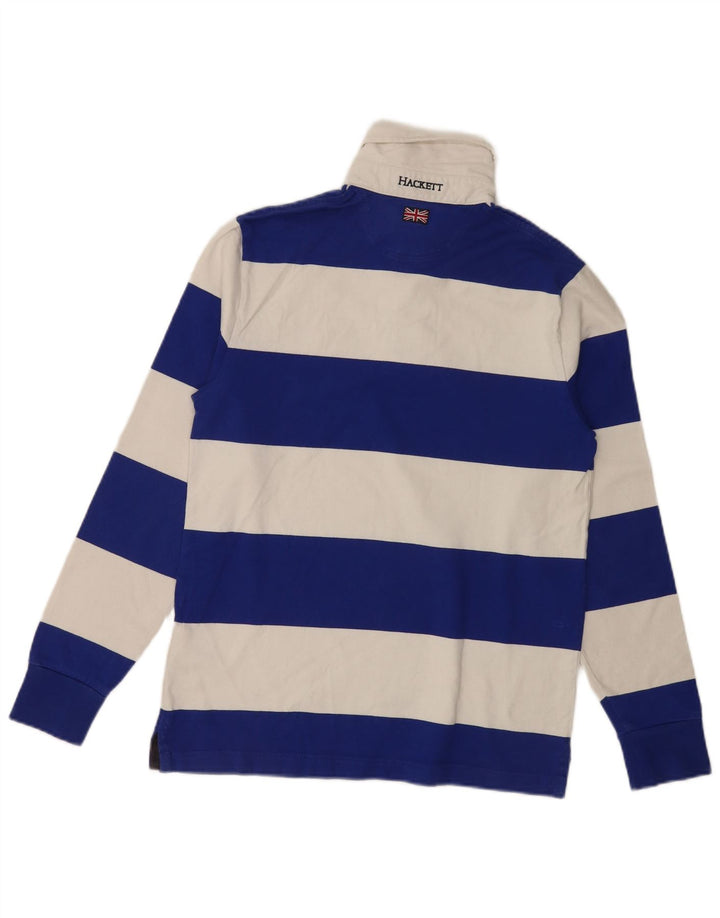 Hackett Mens Tailored Fit Graphic Rugby Polo Shirt Small Blue Striped