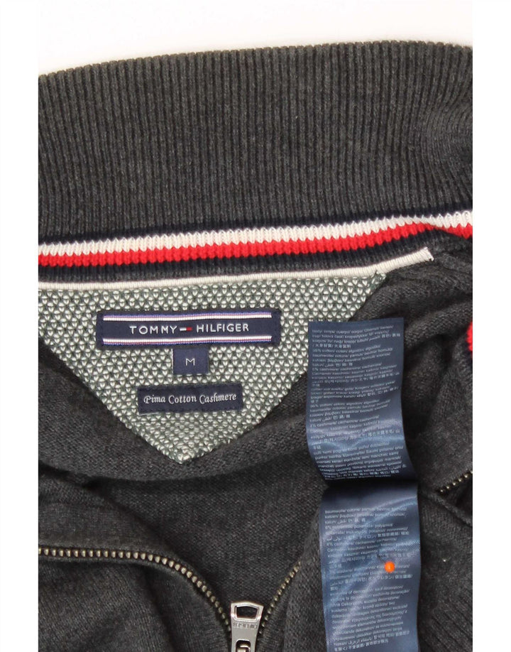 Tommy Hilfiger Mens Full Zip Cardigan Sweater Medium Grey Cotton