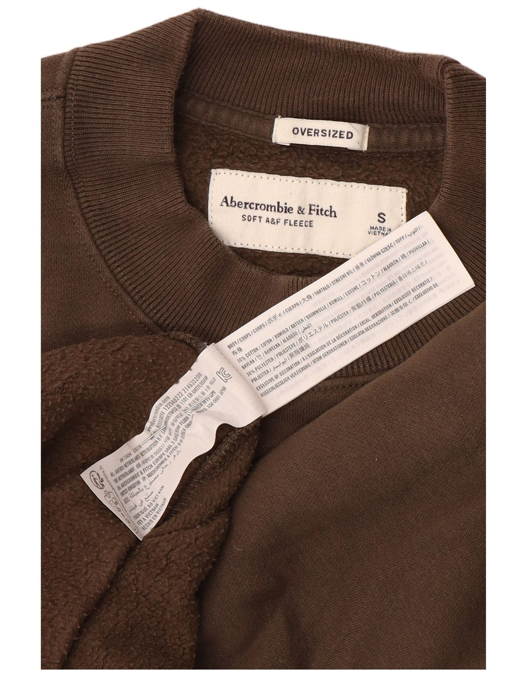 Abercrombie & Fitch Mens Oversized Sweatshirt Jumper Small Brown Cotton