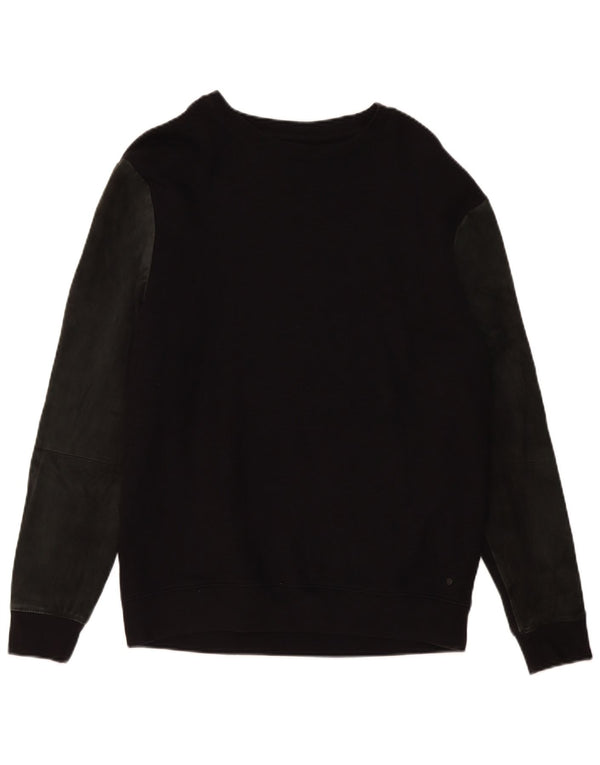 All Saints Mens Sweatshirt Jumper Medium Black Colourblock Cotton