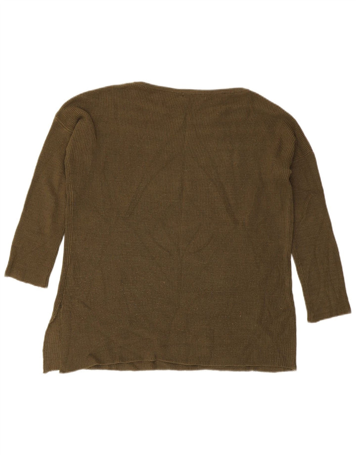 Zara Womens Boat Neck Jumper Sweater UK 14 Medium Khaki