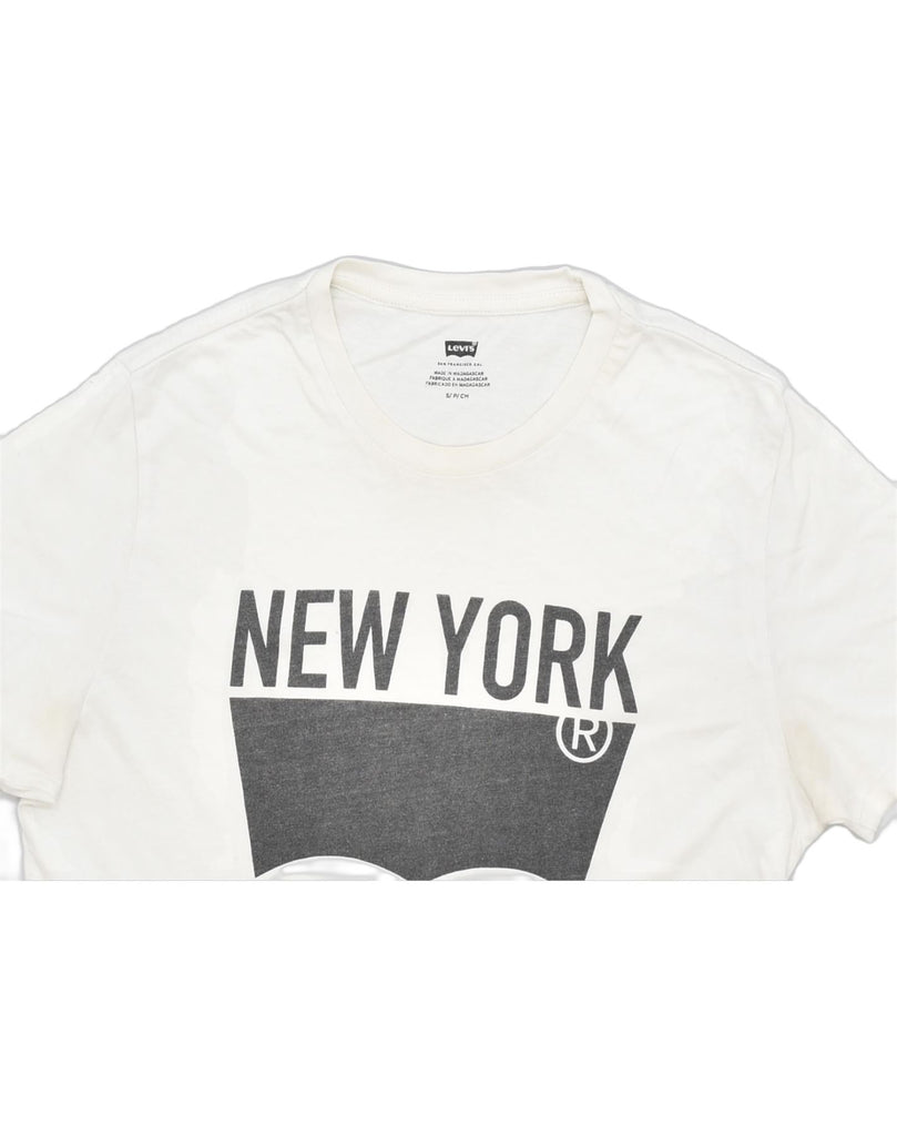 LEVI'S Mens New York Graphic T-Shirt Top Small White Cotton | Vintage | Thrift | Second-Hand | Used Clothing | Messina Hembry 