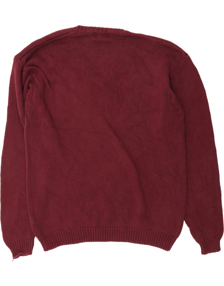 EDDIE BAUER Mens V-Neck Jumper Sweater XL Burgundy Cotton Vintage Eddie Bauer and Second-Hand Eddie Bauer from Messina Hembry 