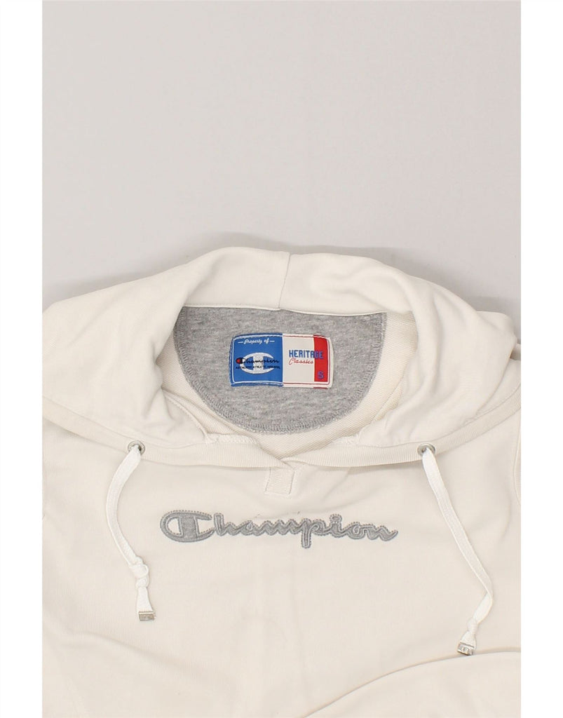 CHAMPION Womens Heritage Classics Graphic Hoodie Jumper UK 10 Small White | Vintage Champion | Thrift | Second-Hand Champion | Used Clothing | Messina Hembry 