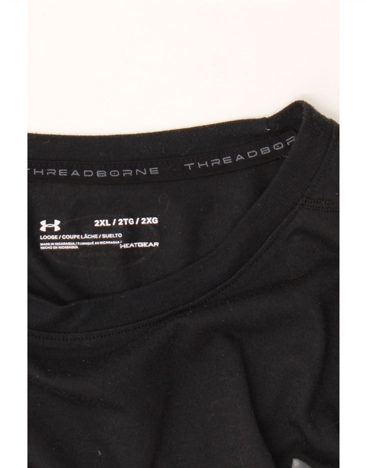 Under Armour Mens Heat Gear T-Shirt Top 2XL Black