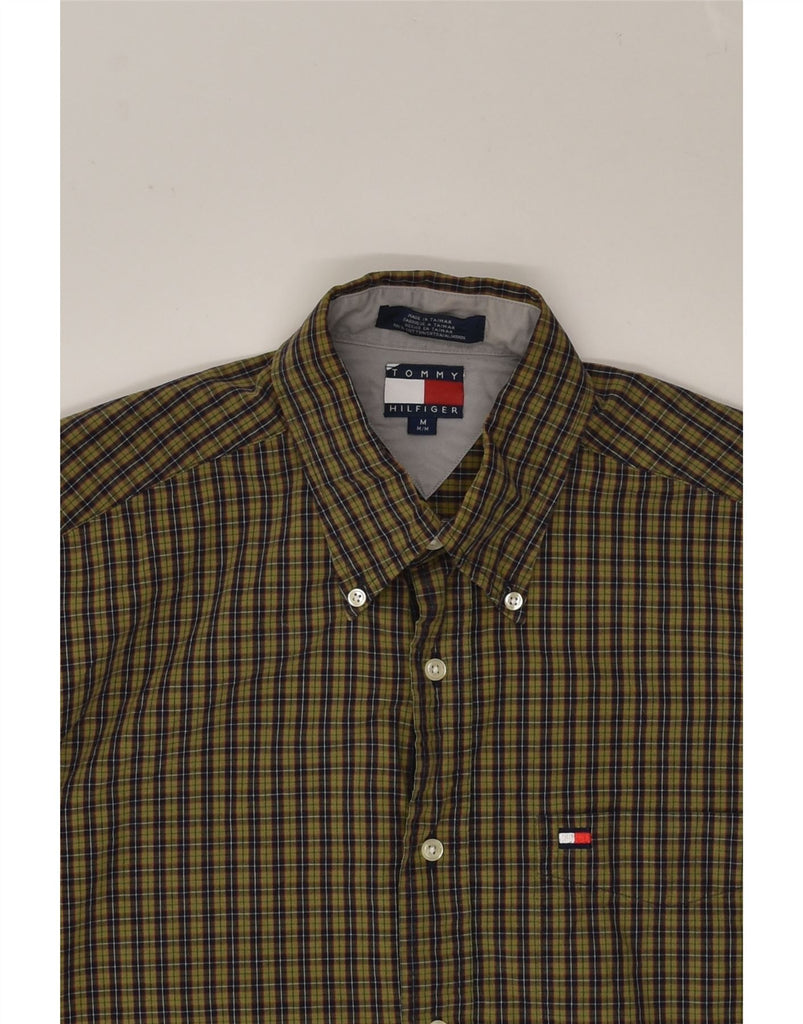 TOMMY HILFIGER Mens Shirt Medium Khaki Check Cotton | Vintage Tommy Hilfiger | Thrift | Second-Hand Tommy Hilfiger | Used Clothing | Messina Hembry 