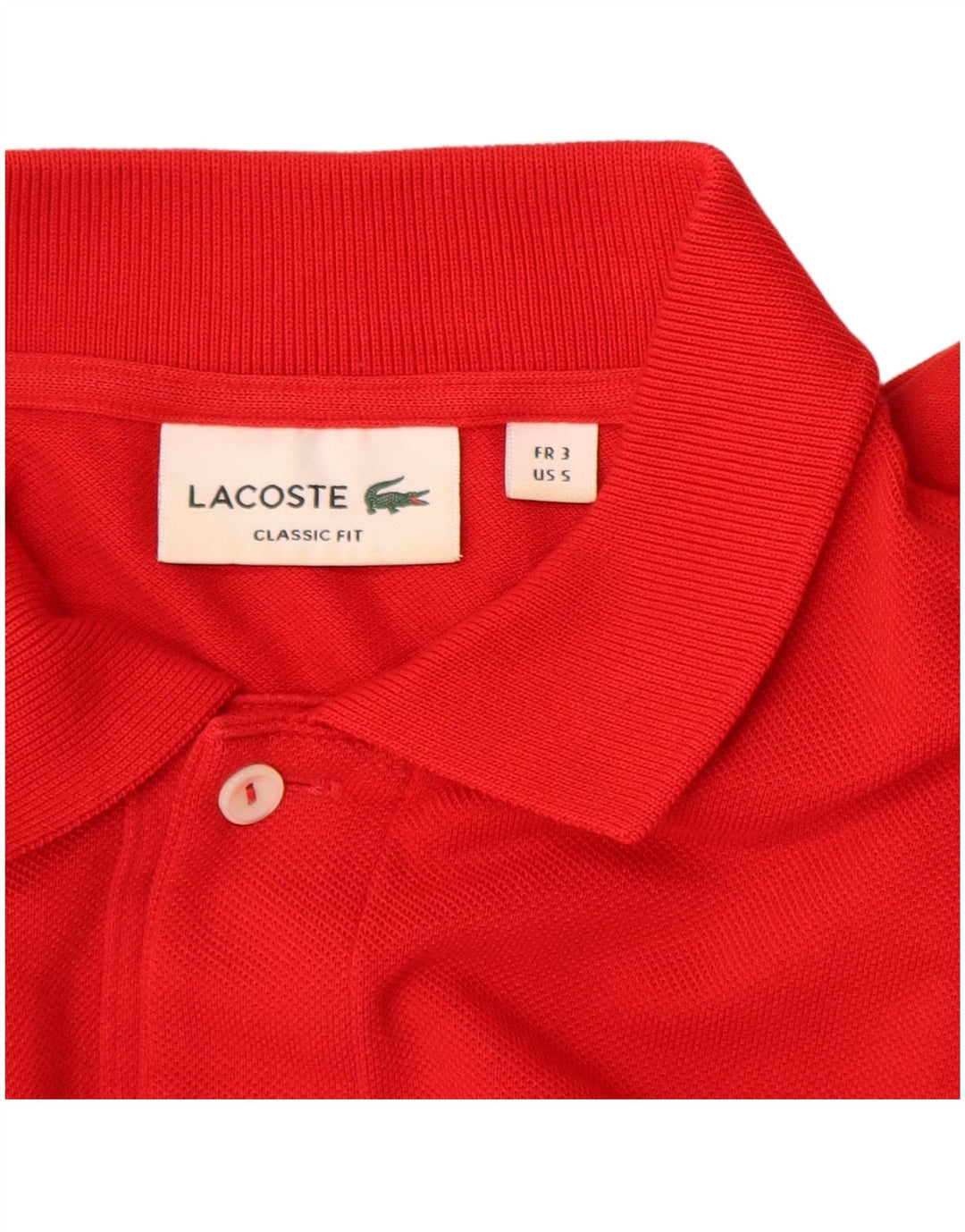 Lacoste Mens Classic Fit Long Sleeve Polo Shirt Size 3 Small Red Cotton