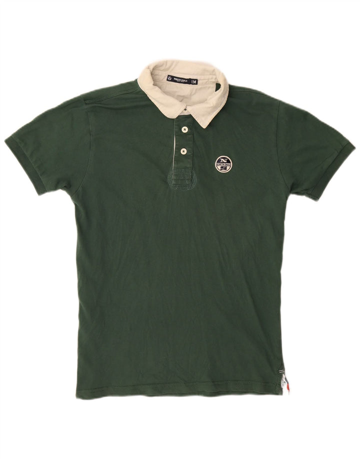 NORTH SAILS Mens Polo Shirt Medium Green Colourblock