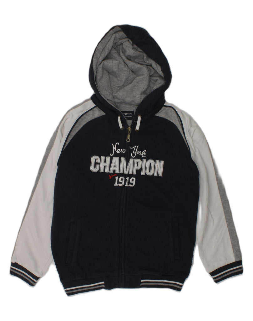 CHAMPION Boys Graphic Zip Hoodie Sweater 7-8 Years Small  Navy Blue | Vintage Champion | Thrift | Second-Hand Champion | Used Clothing | Messina Hembry 