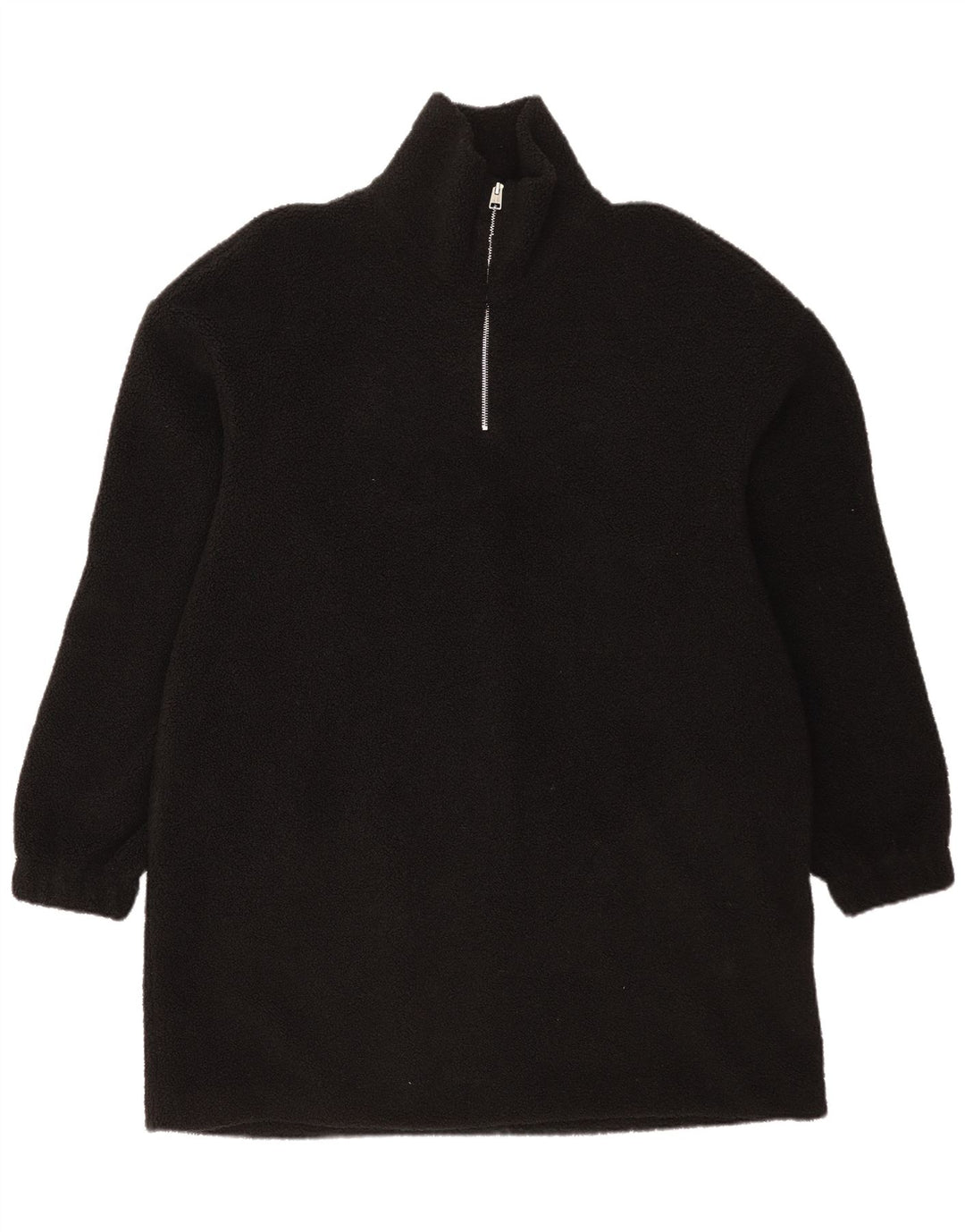 Cos Mens Zip Neck Fleece Jumper Large Black Polyester