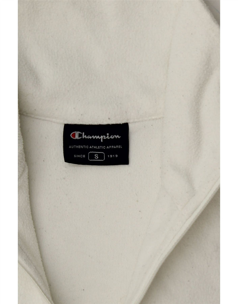 CHAMPION Womens Zip Neck Fleece Jumper UK 10 Small White Vintage Champion and Second-Hand Champion from Messina Hembry 