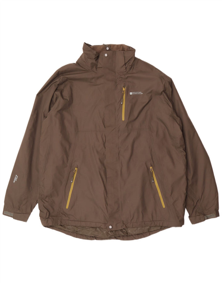 Mountain Warehouse Mens Rain Jacket UK 42 XL Khaki Nylon
