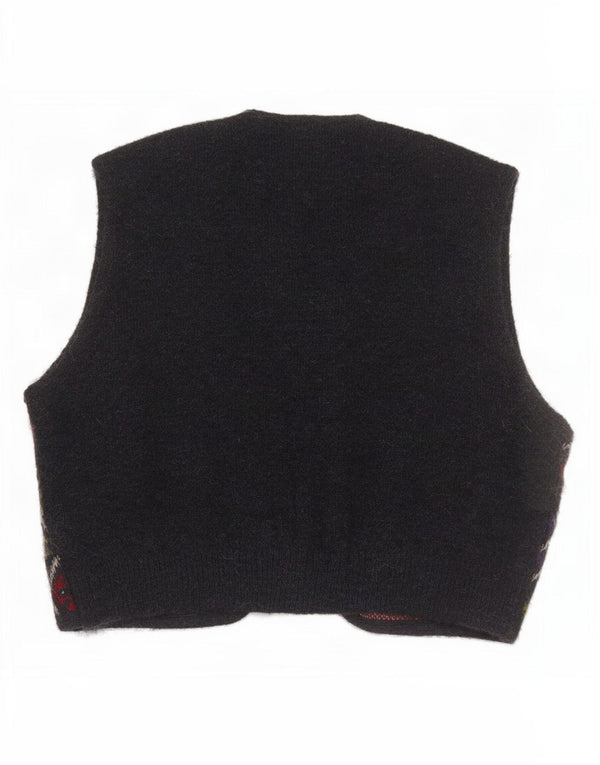 Vintage Mens Crop Knit Waistcoat UK 14 Large Multicoloured Argyle/Diamond