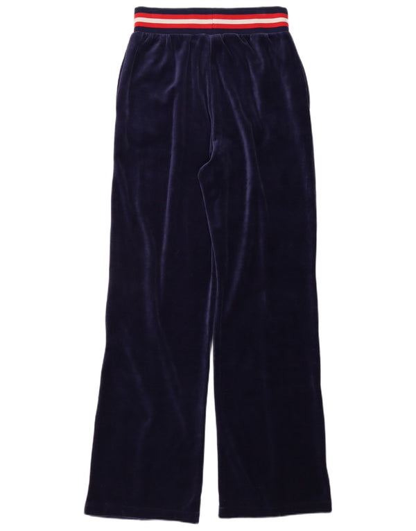 Fila Womens Wide Leg Tracksuit Trousers UK 12 Medium Navy Blue Colourblock