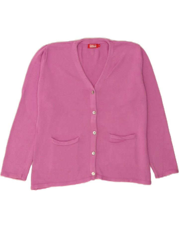 PACO Womens Oversized Cardigan Sweater UK 16 Large Pink Cotton Vintage Paco and Second-Hand Paco from Messina Hembry 