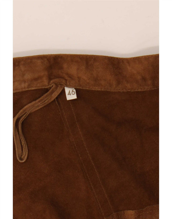 Vintage Womens Suede Wrap Asymmetrical Skirt IT 46 Large W30 Beige