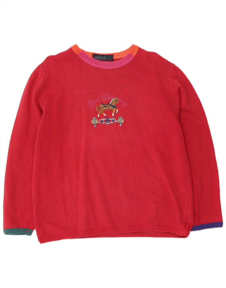 BEST COMPANY Womens Oversized Graphic Sweatshirt Jumper UK 8 Small  Red