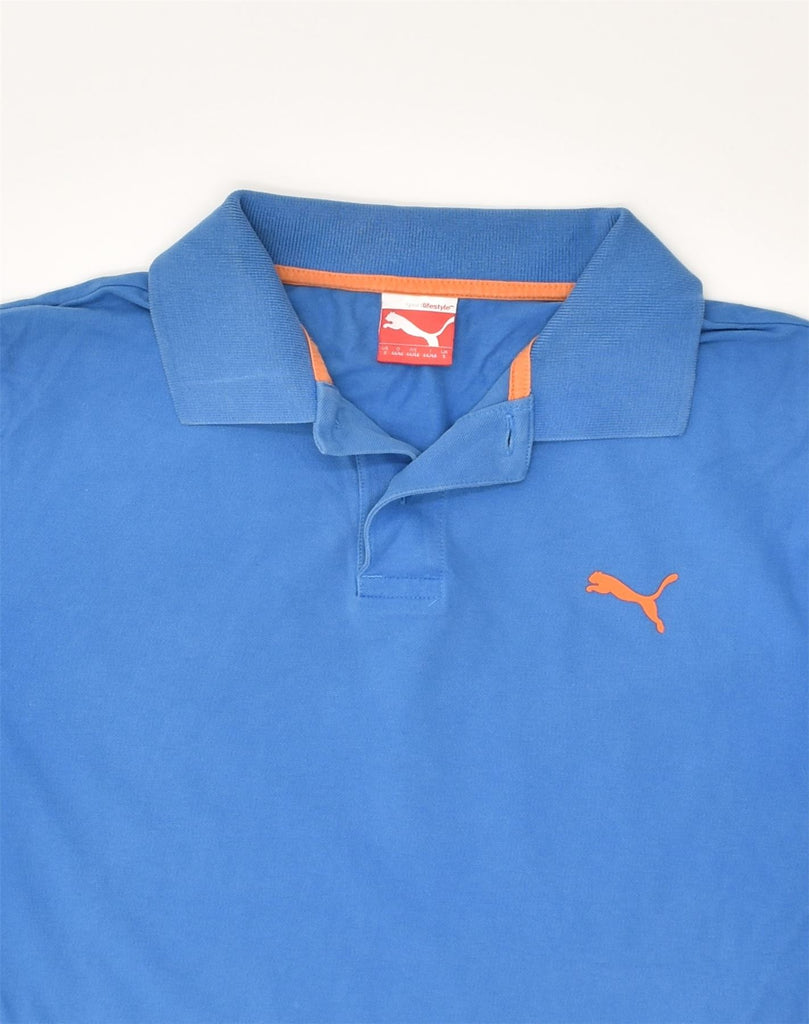 PUMA Mens Polo Shirt Small Blue Cotton | Vintage Puma | Thrift | Second-Hand Puma | Used Clothing | Messina Hembry 