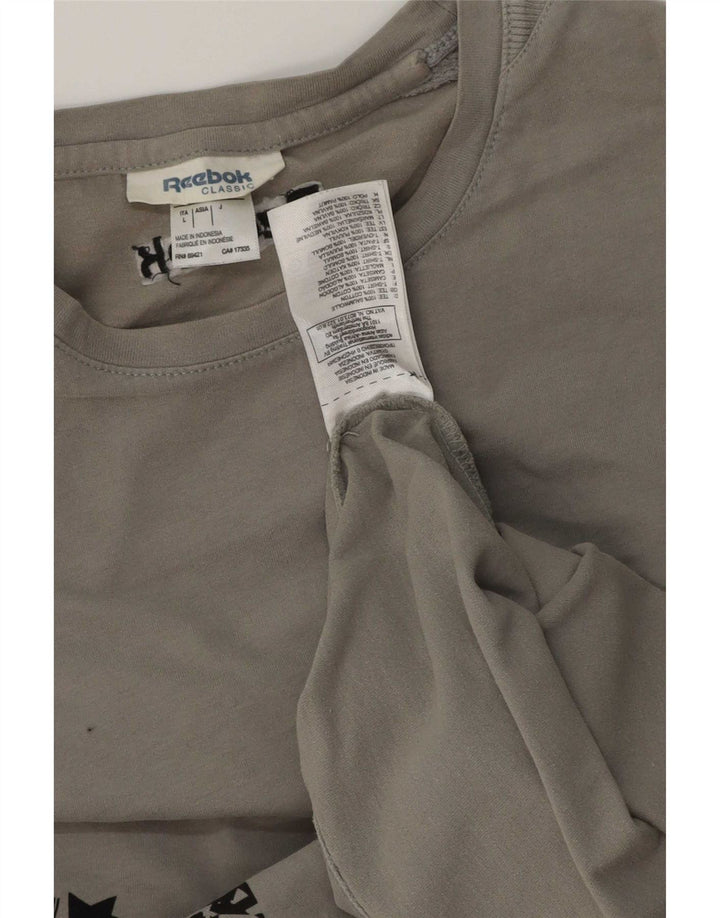 Reebok Mens Graphic Top Long Sleeve Large Grey Cotton