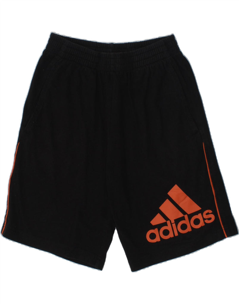 ADIDAS Boys Graphic Sport Shorts 11-12 Years Black Cotton | Vintage Adidas | Thrift | Second-Hand Adidas | Used Clothing | Messina Hembry 