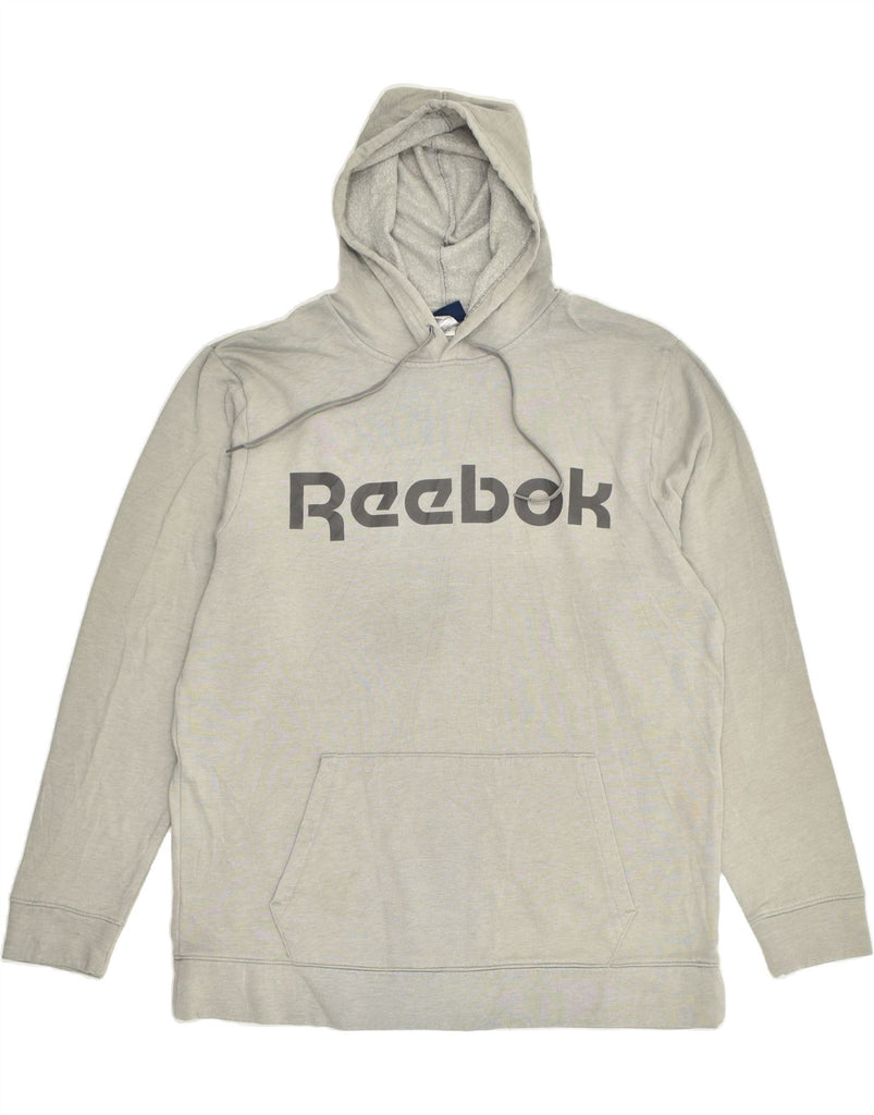 REEBOK Mens Graphic Hoodie Jumper XL Grey Cotton | Vintage Reebok | Thrift | Second-Hand Reebok | Used Clothing | Messina Hembry 