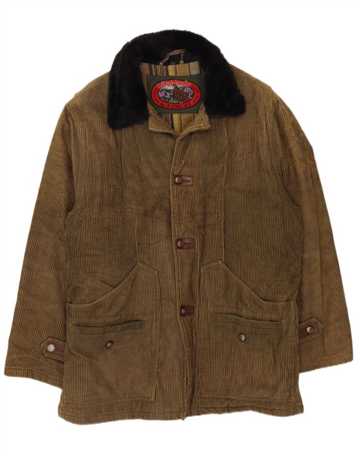 Tomcat Mens Corduroy Jacket UK 38 Medium Khaki Colourblock Cotton