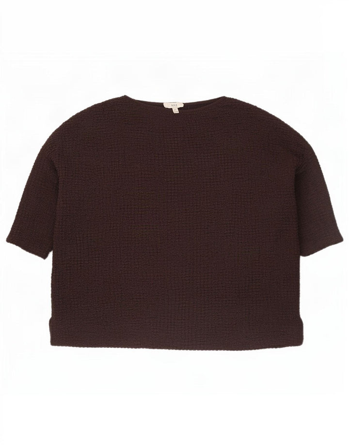 Marks & Spencer Womens Blouse Top UK 22 3XL Brown Polyester