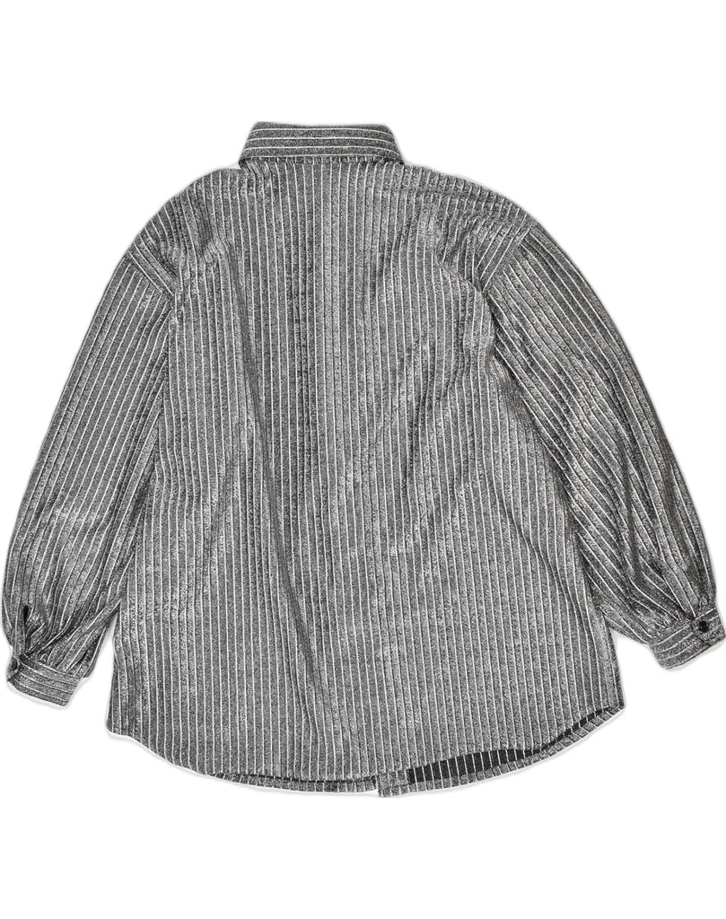 VINTAGE Womens Shirt IT 50 XL Grey Striped Polyester | Vintage Vintage | Thrift | Second-Hand Vintage | Used Clothing | Messina Hembry 