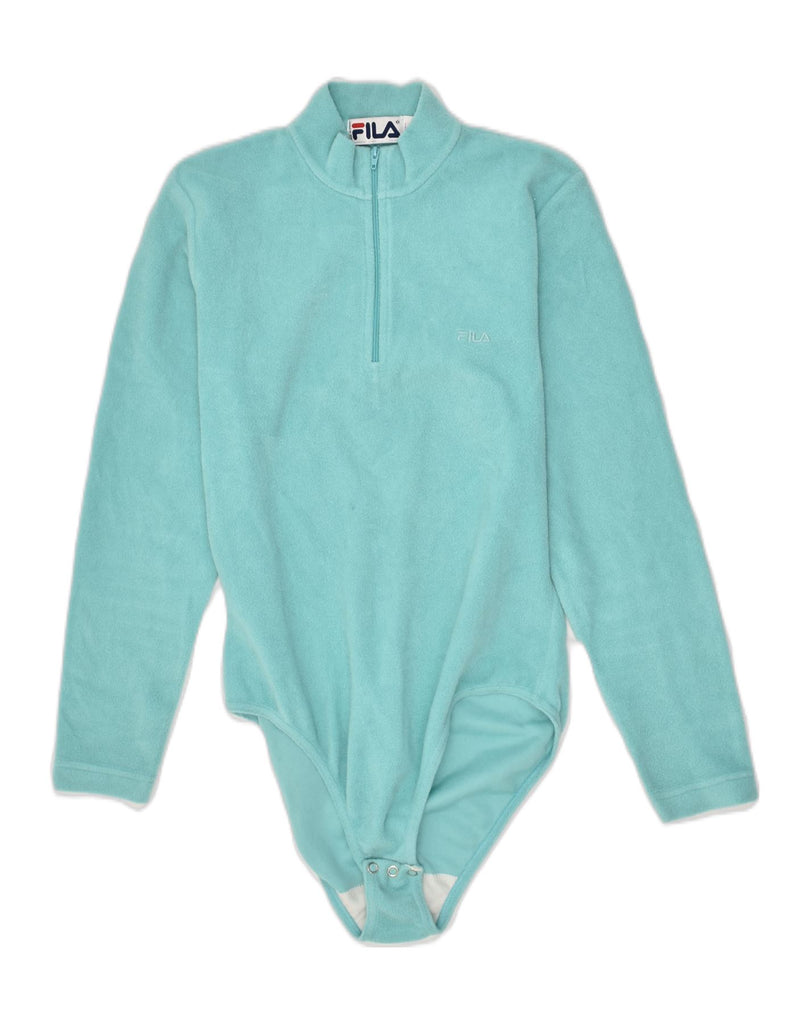 FILA Womens Fleece Bodysuit EU 36 Small Turquoise Polyester | Vintage Fila | Thrift | Second-Hand Fila | Used Clothing | Messina Hembry 