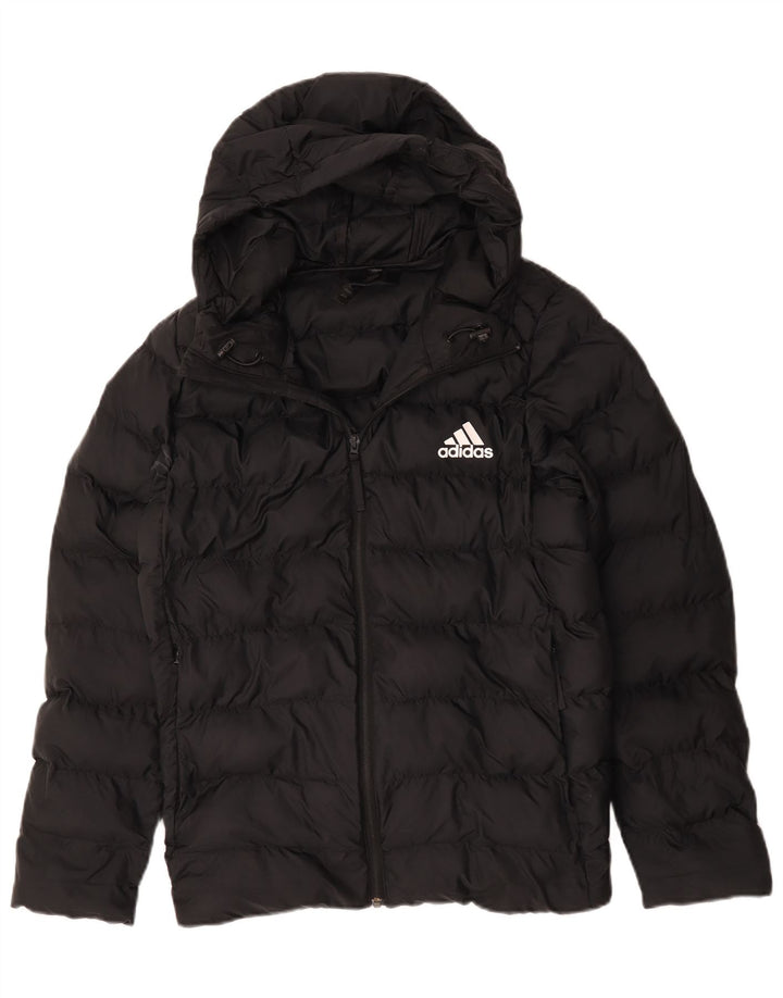 Adidas Womens Hooded Padded Jacket UK 16 Large Black Polyester