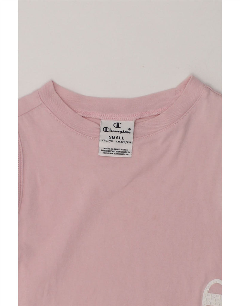 CHAMPION Girls Graphic Vest Top 7-8 Years Small Pink Cotton | Vintage Champion | Thrift | Second-Hand Champion | Used Clothing | Messina Hembry 