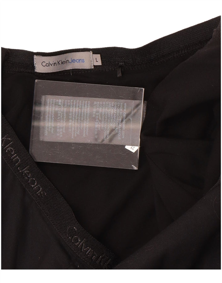 CALVIN KLEIN Womens Graphic Flared Skirt Large W32  Black Lyocell