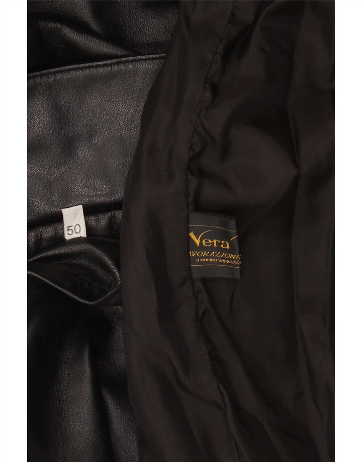 Vintage Mens Leather Coat IT 50 Large Black