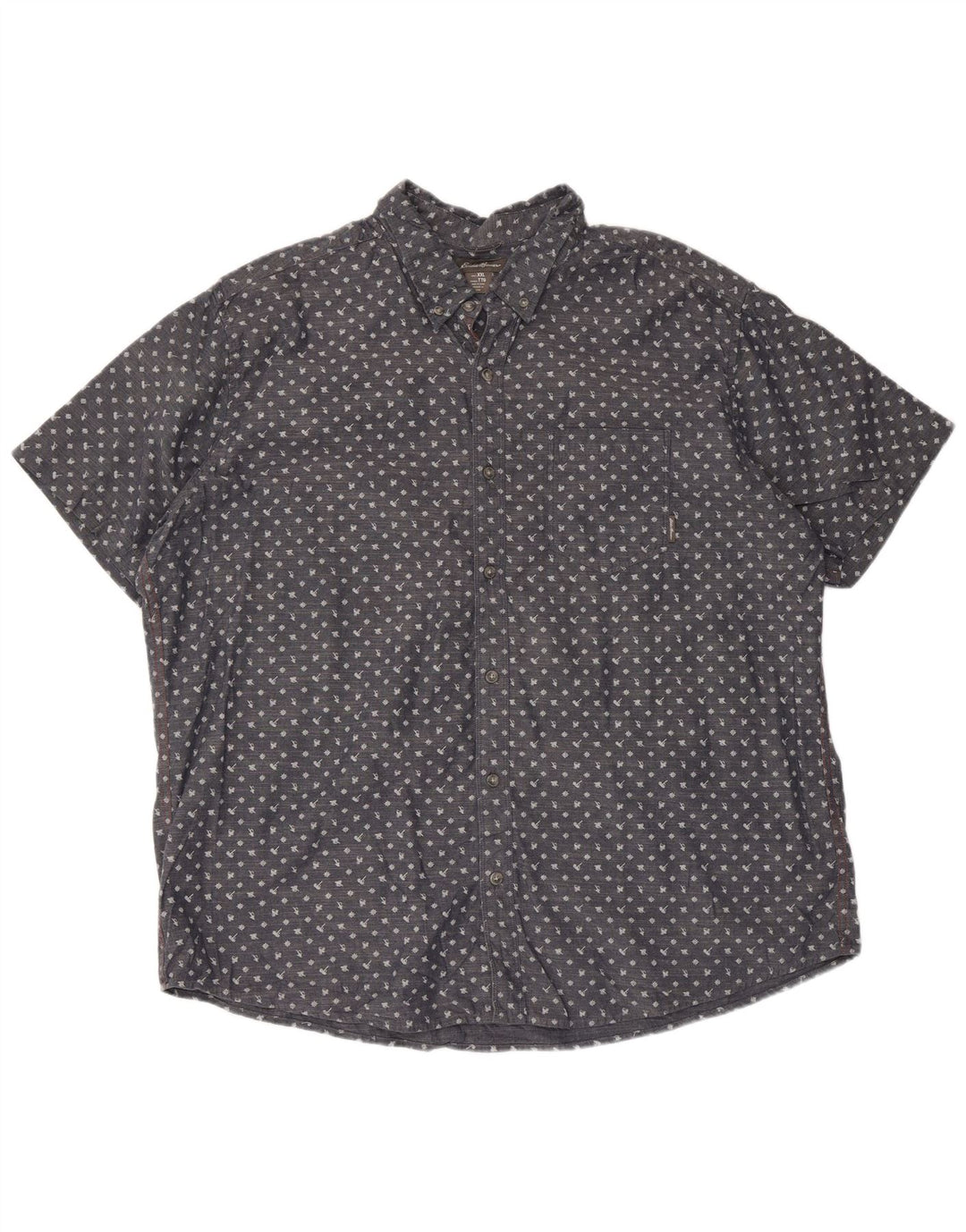 Eddie Bauer Mens Short Sleeve Shirt 2XL Blue Spotted Cotton