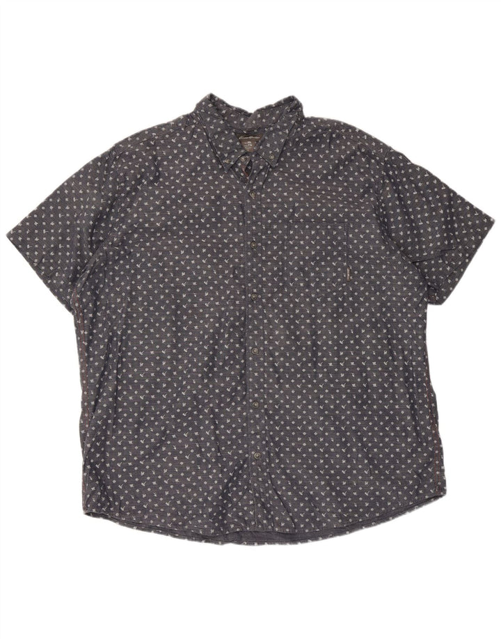 Eddie Bauer Mens Short Sleeve Shirt 2XL Blue Spotted Cotton