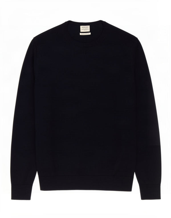 Jack & Jones Mens Crew Neck Jumper Sweater Medium Navy Blue Merino Wool