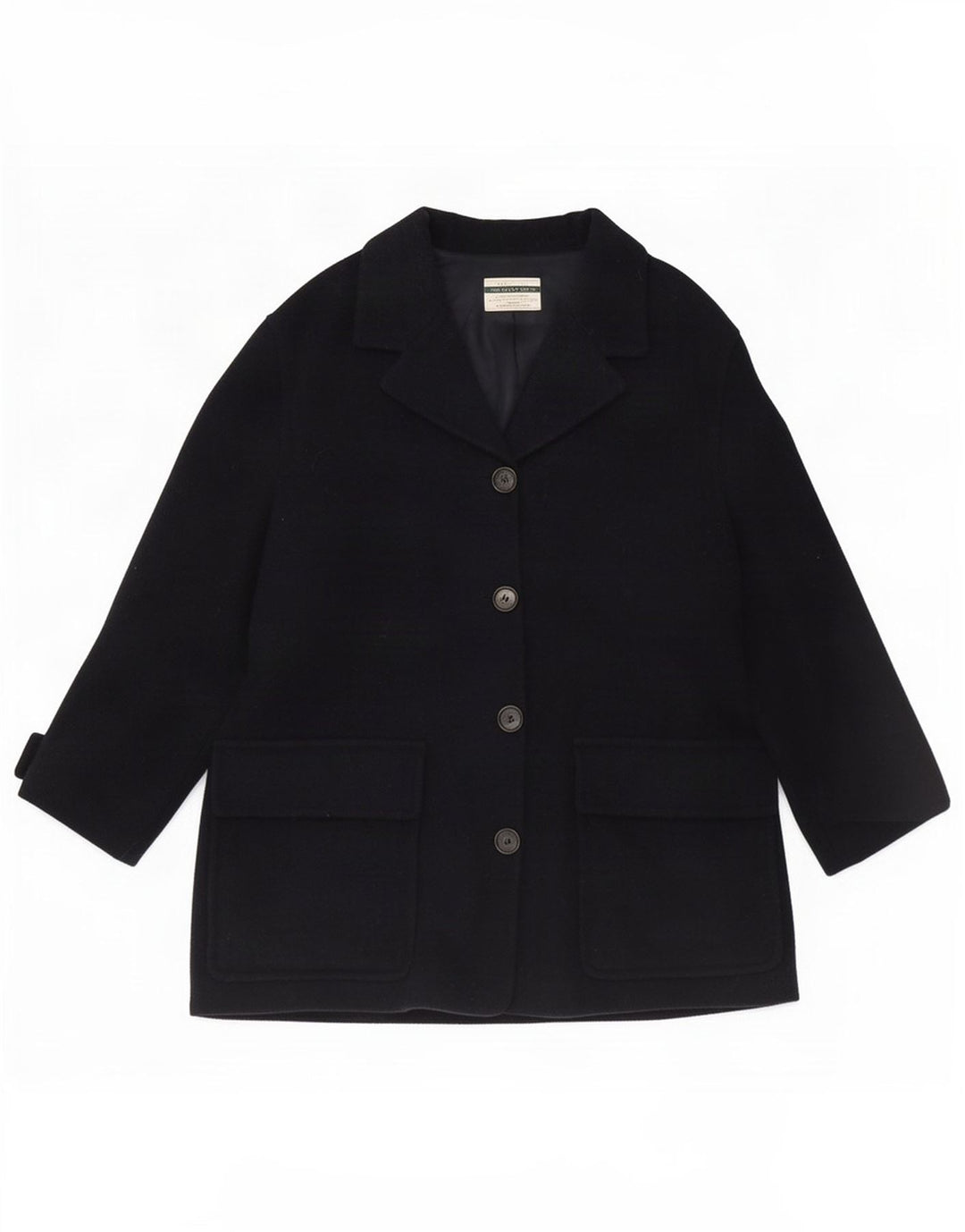 Benetton Womens Overcoat IT 44 Medium Navy Blue Wool