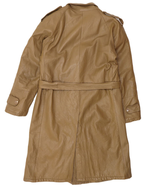 Vintage Mens Leather Trench Coat IT 46 Small Brown Leather