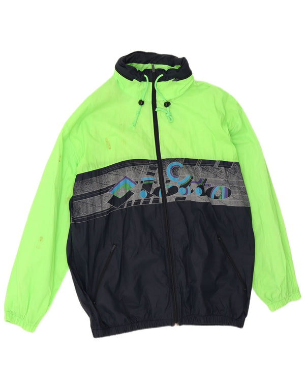 Lotto Mens Hooded Graphic Rain Jacket UK 42 XL Green Colourblock Polyester