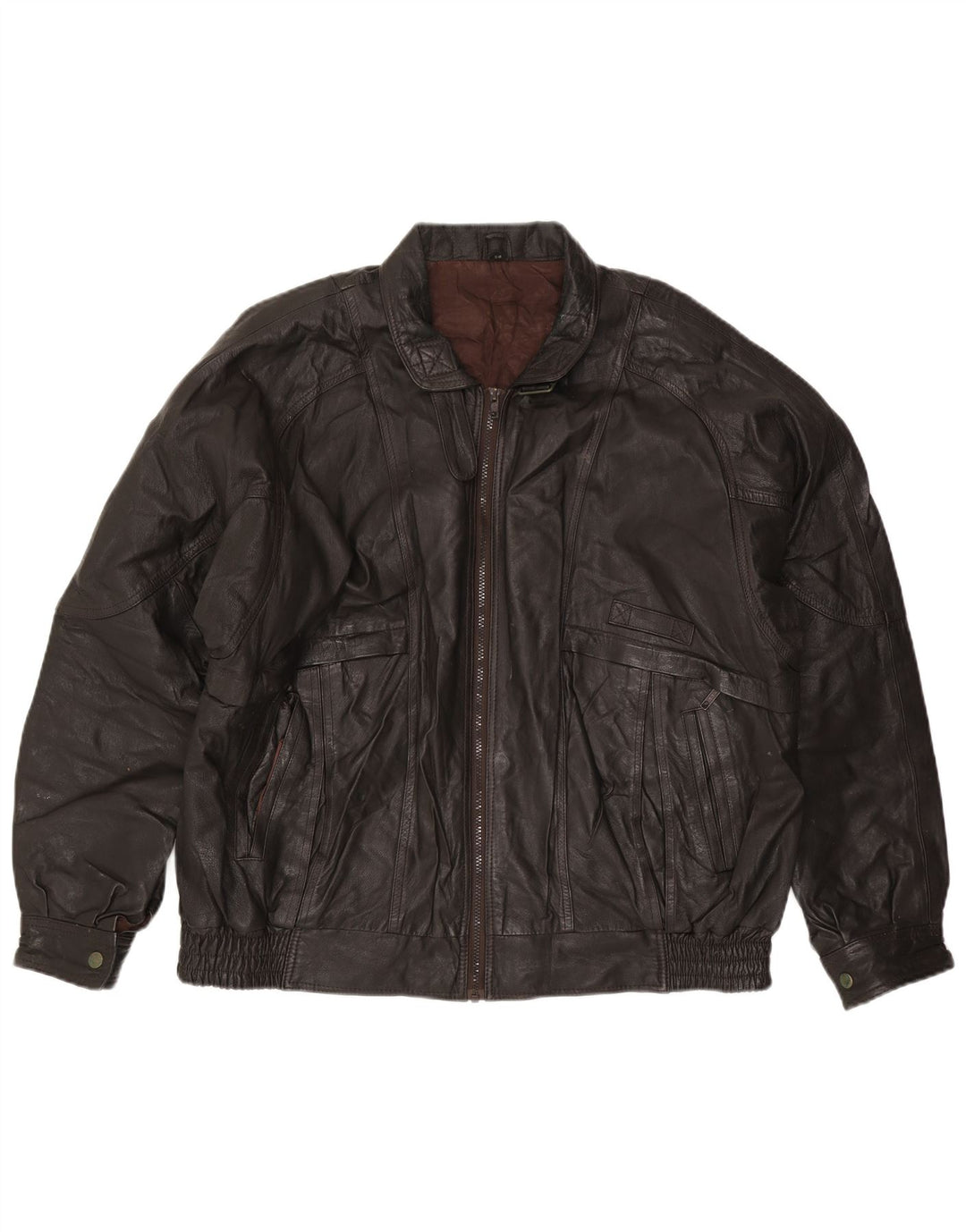 C&A Mens Leather Jacket IT 58 4XL Brown Leather
