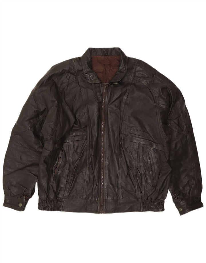 C&A Mens Leather Jacket IT 58 4XL Brown Leather