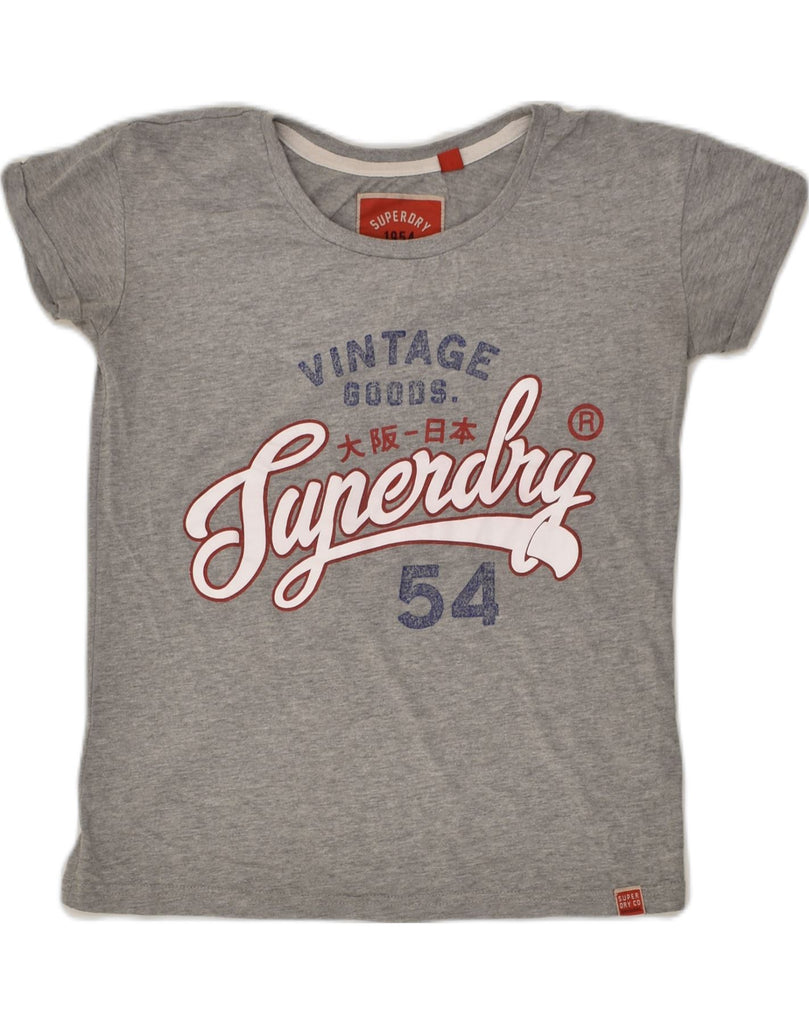 SUPERDRY Womens Heritage Graphic T-Shirt Top UK 6 XS Grey Cotton | Vintage Superdry | Thrift | Second-Hand Superdry | Used Clothing | Messina Hembry 