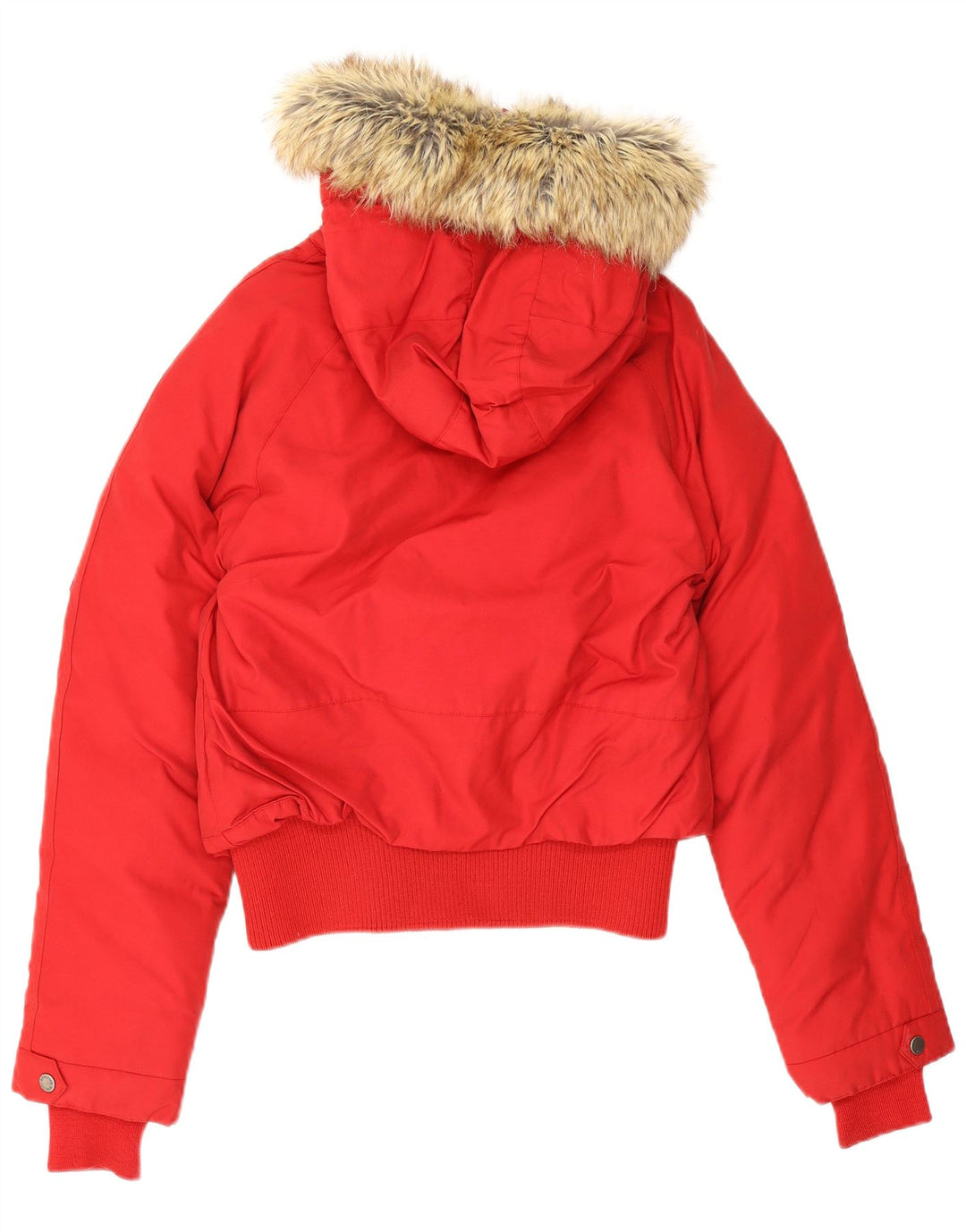 Woolrich Womens Hooded Padded Jacket UK 14 Large Red Cotton