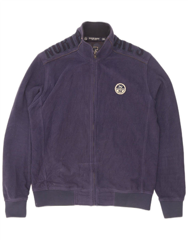 North Sails Mens Graphic Fleece Jacket UK 42 XL Navy Blue Polyester
