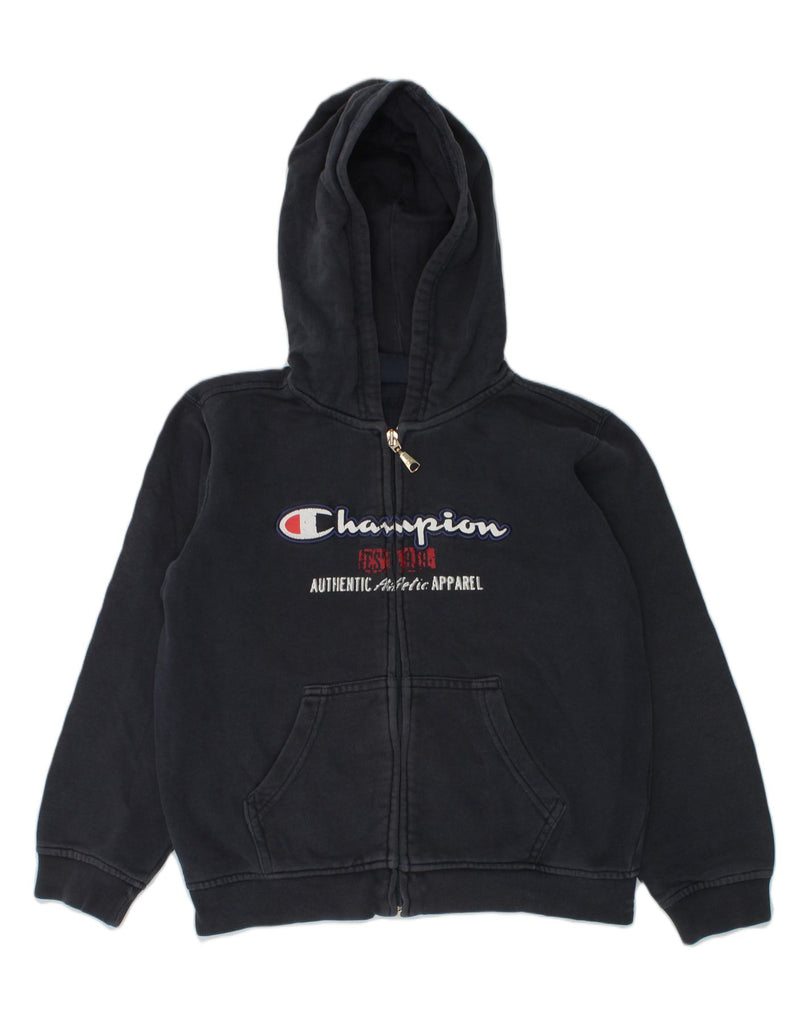 CHAMPION Boys Graphic Zip Hoodie Sweater 7-8 Years Small  Navy Blue Cotton | Vintage Champion | Thrift | Second-Hand Champion | Used Clothing | Messina Hembry 