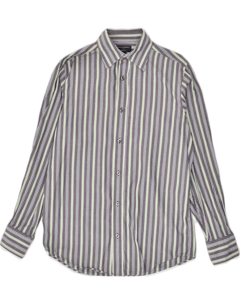 BANANA REPUBLIC Mens Original Fit Shirt Size 141/2 Small Grey Striped | Vintage Banana Republic | Thrift | Second-Hand Banana Republic | Used Clothing | Messina Hembry 