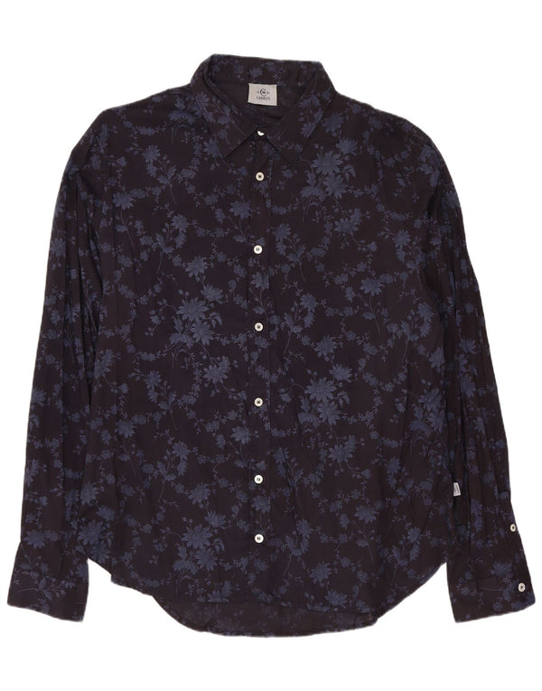 CERRUTI 1881 Mens Shirt XL Navy Blue Floral Cotton