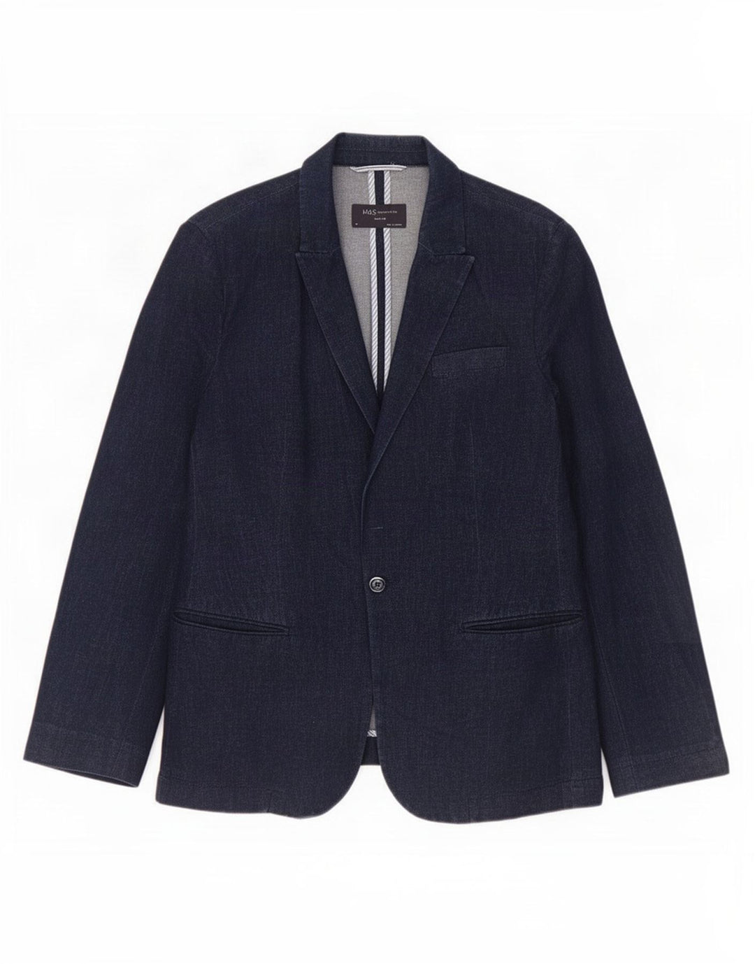 Marks & Spencer Womens 1 Button Blazer Jacket UK 14 Medium Navy Blue