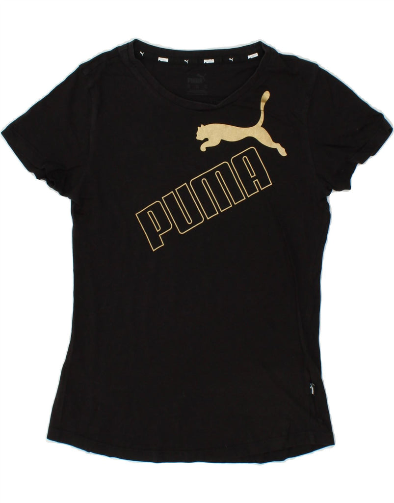 PUMA Womens Graphic T-Shirt Top UK 6 XS Black | Vintage Puma | Thrift | Second-Hand Puma | Used Clothing | Messina Hembry 