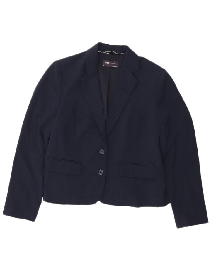 Marks & Spencer Womens 2 Button Blazer Jacket UK 14 Medium Navy Blue